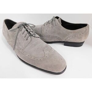 Hugo Boss Black Label Matano Medium Gray‎ Suede Wingtip Lace-Up Shoes  13